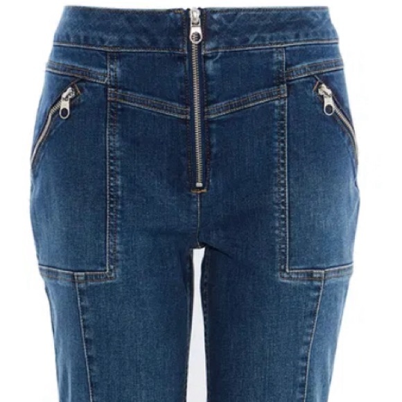 KAREN MILLEN Exposed Zip denim Jeans size US 8 - Picture 2 of 5